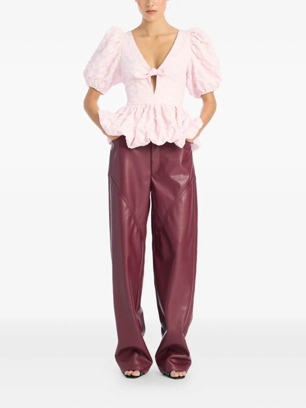 ROTATE Birger Christensen: Tops & Tank tops online - Jacquard Puff Sleeve Top