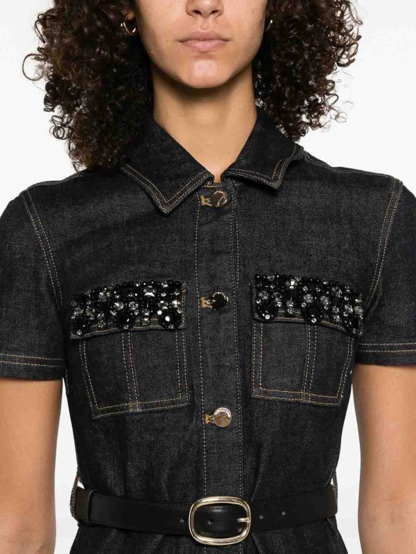 Self Portrait buy online Denim Crystal Trim Mini Dress