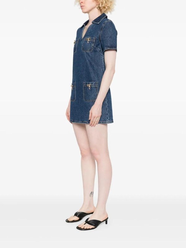 Self Portrait buy online Denim Crystal Bow Mini Dress