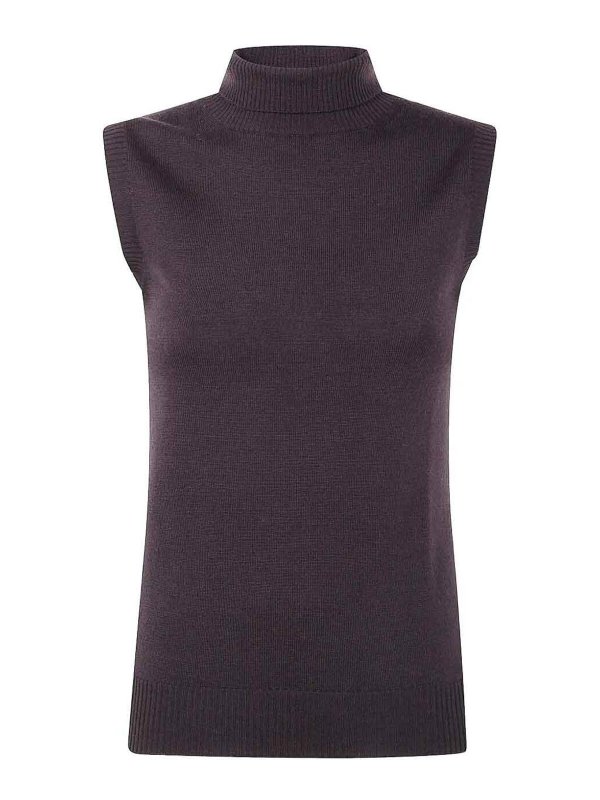 SPORTMAX: Turtlenecks & Polo necks - Sleeveless Turtle-Neck Sweater