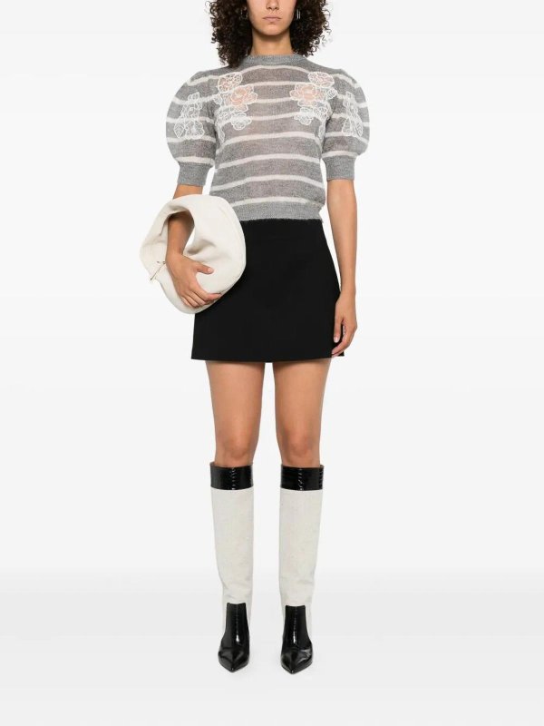 TWINSET: Suéteres con cuello pico online - Suéter Cuello Redondo - Gris