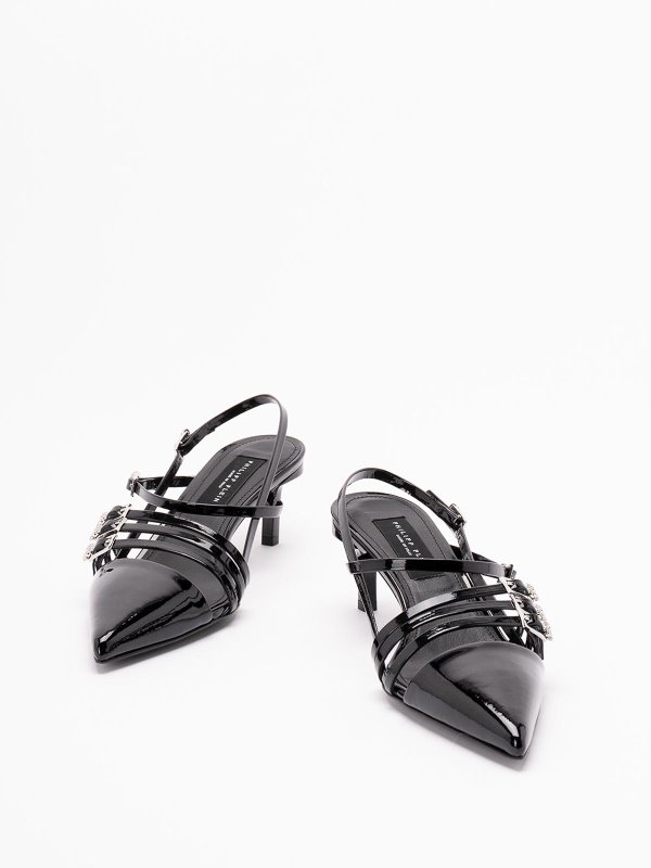 PHILIPP PLEIN: court shoes online - Multi-Strap Mid-Heel Slingbacks