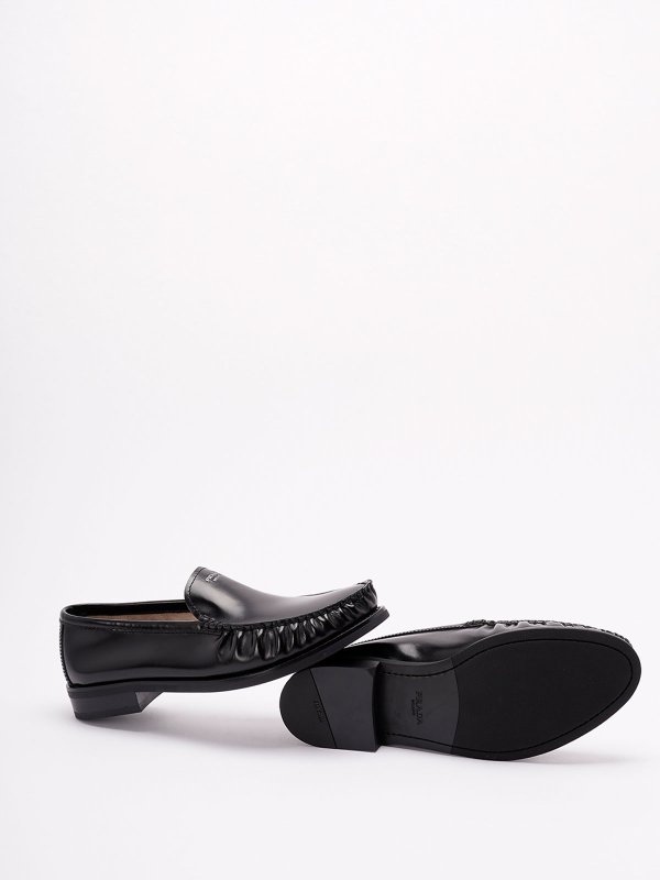 Brushed Leather Loafers shop online: PRADA