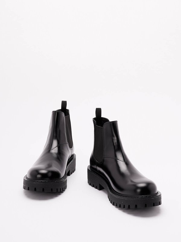 PRADA: boots online - Leather Chelsea Boots