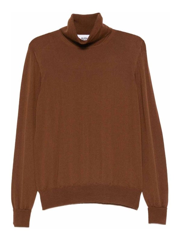 ALPHA STUDIO: Suéteres con cuello pico - Suéter Cuello Redondo - Marrón