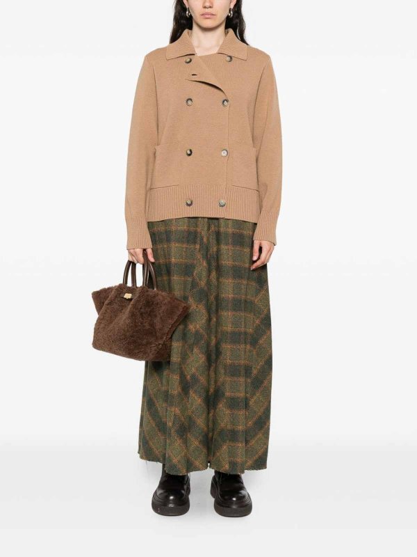 ALPHA STUDIO: cardigans online - Double-Breasted Beige Cardigan