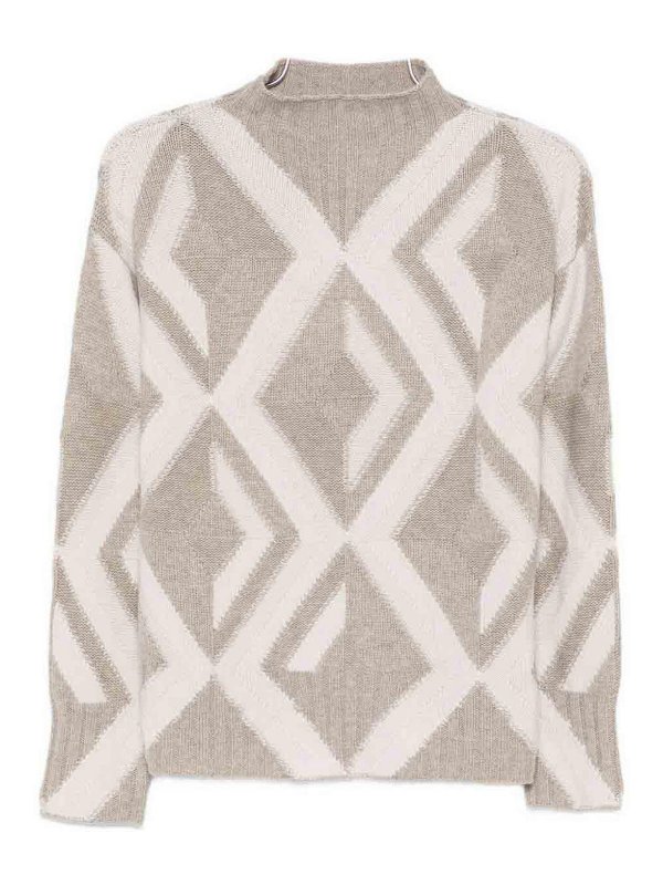 ALPHA STUDIO: クルーネック - クルーネック - ベージュ