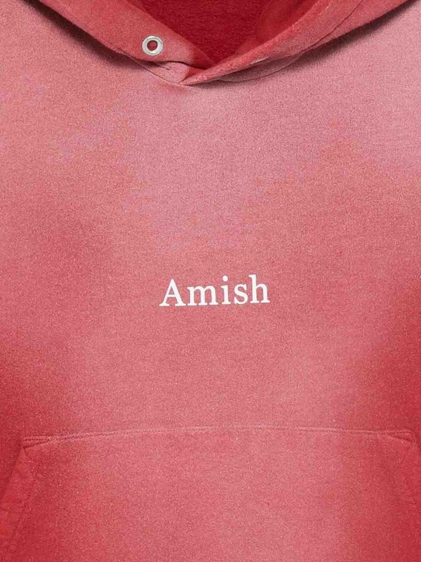 AMISH: Sweatshirts & Sweaters online - Hood Sweatshirt In Red Ombre Effect Cotton