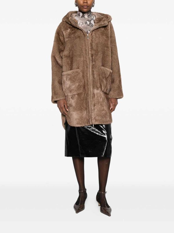 BETTA CORRADI: Fur & Shearling Coats online - Faux Fur Coat With Hood