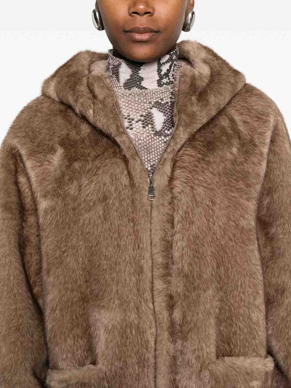 The Best Shops BETTA CORRADI: Fur & Shearling Coats - Faux Fur Coat With Hood