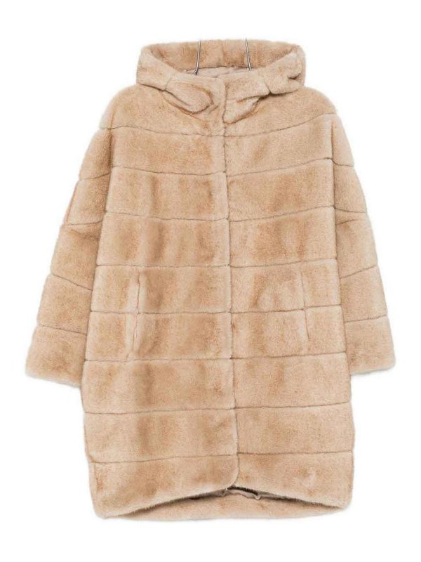 BETTA CORRADI: Abrigos de borreguito y piel  - Abrigo De Piel - Beis