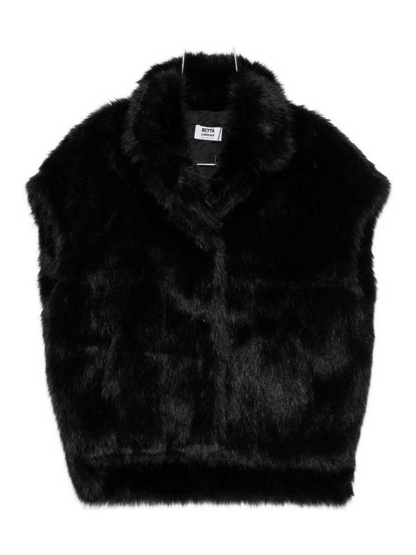 BETTA CORRADI: 毛皮＆シアリングコート - 毛皮/ムートンコート - 黒