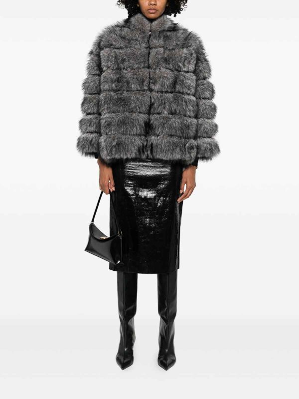 毛皮/ムートンコート - グレー shop online: BETTA CORRADI