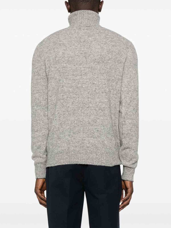 The Best Shops BRUNELLO CUCINELLI: crew necks - Grey Melange Turtleneck Sweater