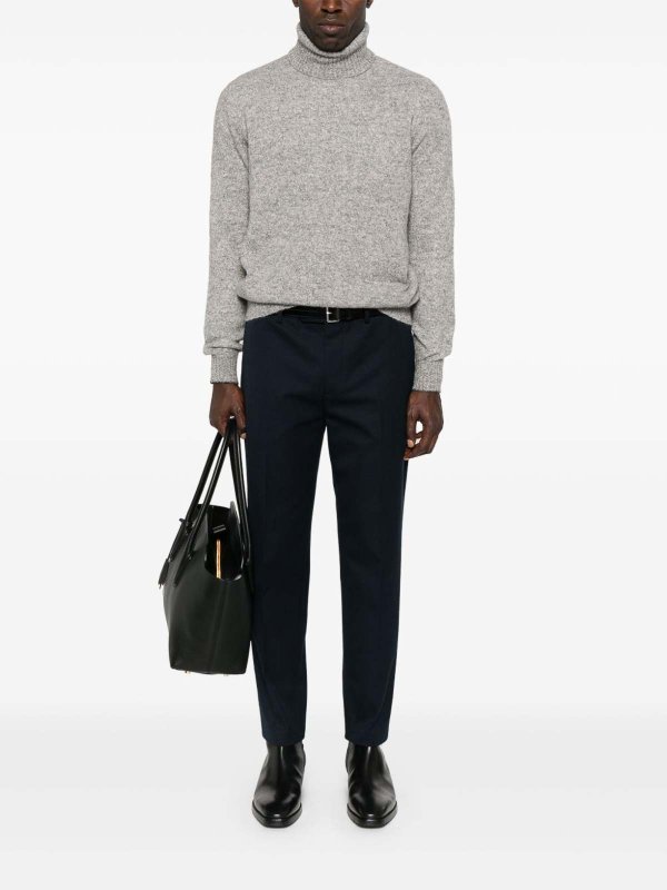 Grey Melange Turtleneck Sweater shop online: BRUNELLO CUCINELLI