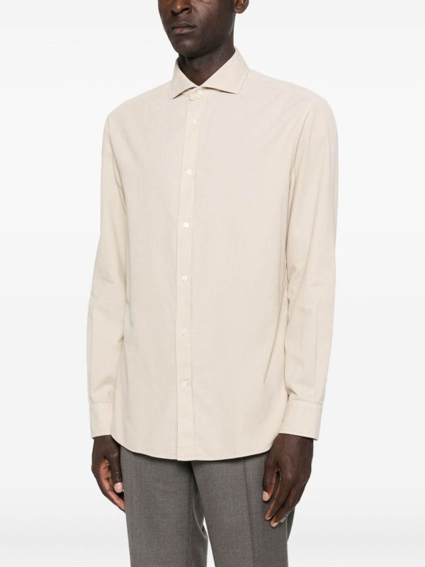 BRUNELLO CUCINELLI: shirts online - Beige Cotton Button-Down Shirt