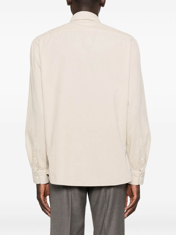 The Best Shops BRUNELLO CUCINELLI: shirts - Beige Cotton Button-Down Shirt