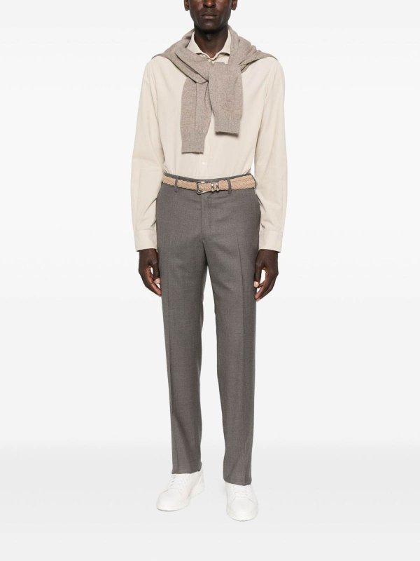 Beige Cotton Button-Down Shirt shop online: BRUNELLO CUCINELLI