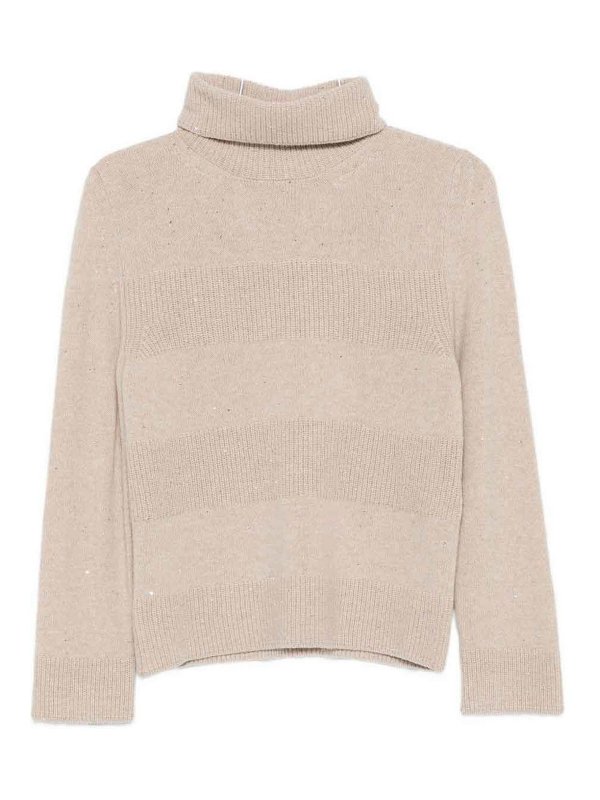 D.EXTERIOR: Strickpullover mit Rundhalsausschnitt - Rundhalspullover - Beige