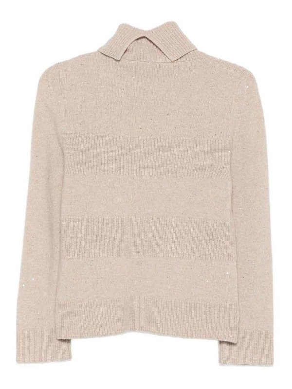 D.EXTERIOR: Strickpullover mit Rundhalsausschnitt online - Rundhalspullover - Beige
