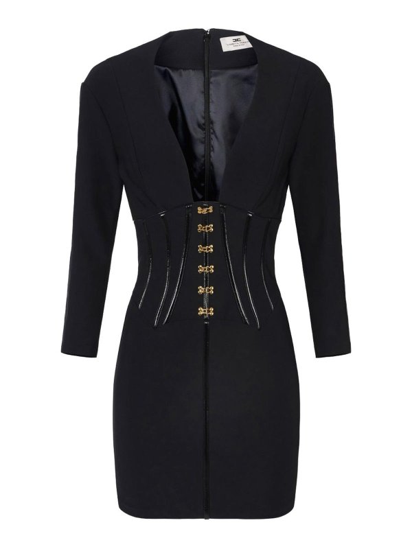 ELISABETTA FRANCHI: short dresses - Short Dress With Corset Detail