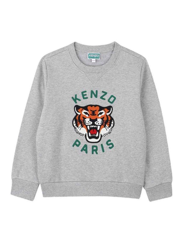KENZO: crew necks - Crewneck Sweatshirt With Tiger Print