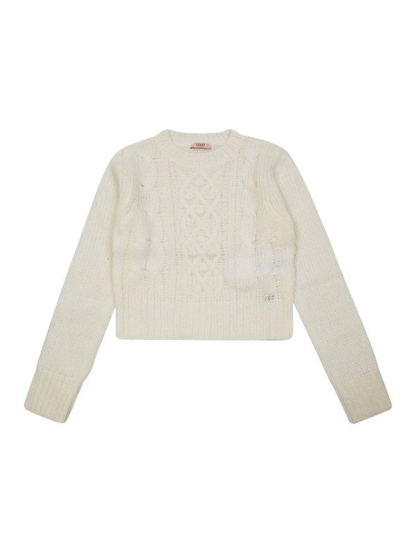 Liu Jo: maglia collo rotondo - Maglione con ricamo via cavo