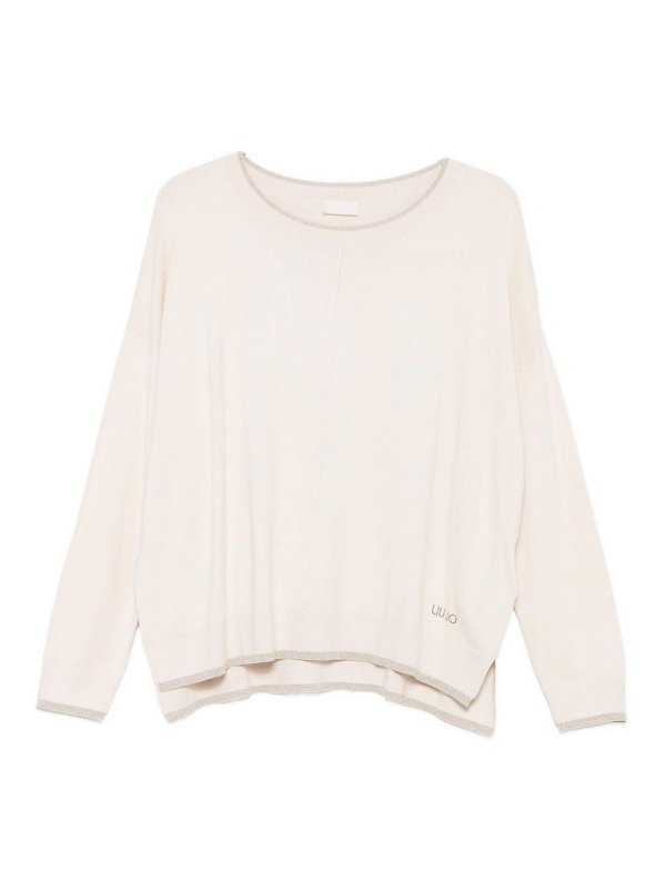 Liu Jo: Suéteres con cuello pico - Suéter Cuello Redondo - Beis