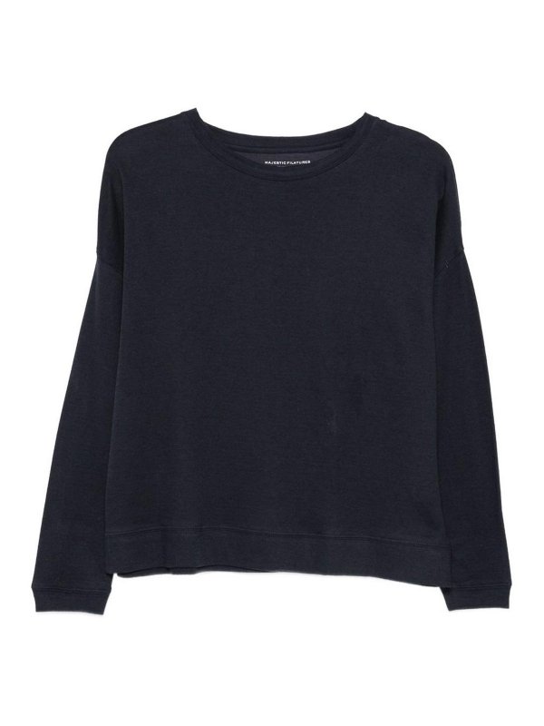 Majestic Filatures: クルーネック - クルーネック - ブルー