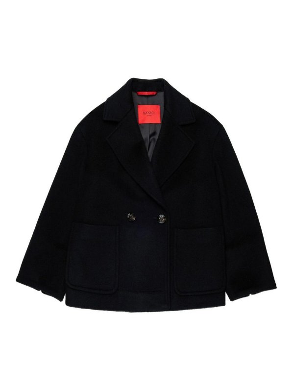 MAX&CO.: short coats - Short Black Wool Coat