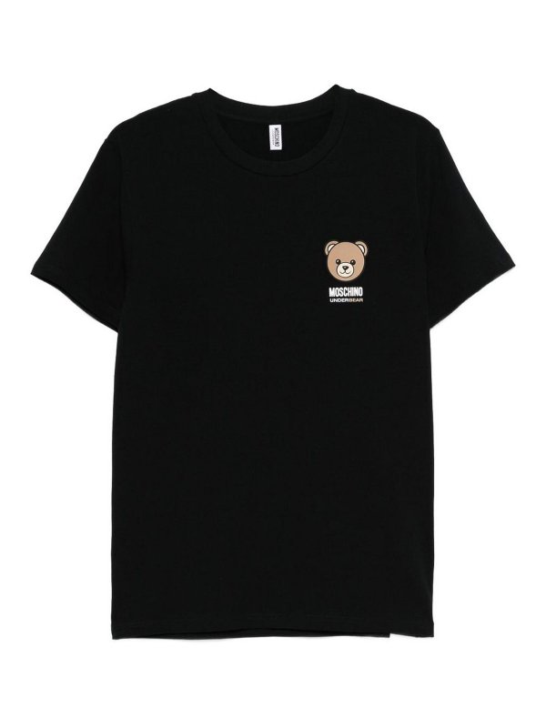 MOSCHINO: t-shirts - Cotton Short-Sleeved T-Shirt With Logo