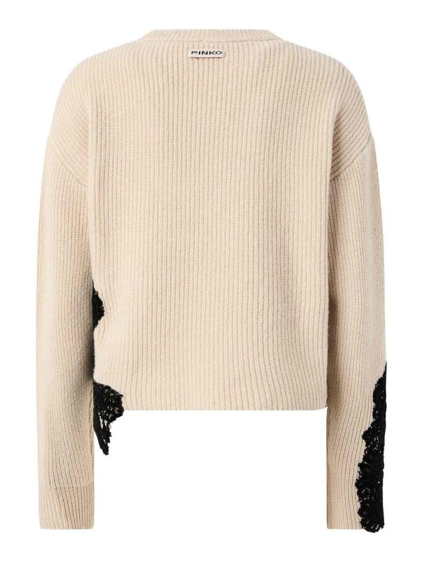 Pinko: Strickpullover mit Rundhalsausschnitt online - Rundhalspullover - Beige