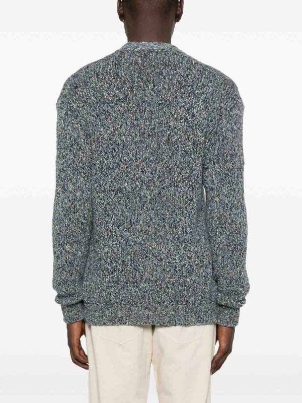 Blue And Grey Cardigan In Wool With Bottoms shop online: SCAGLIONE