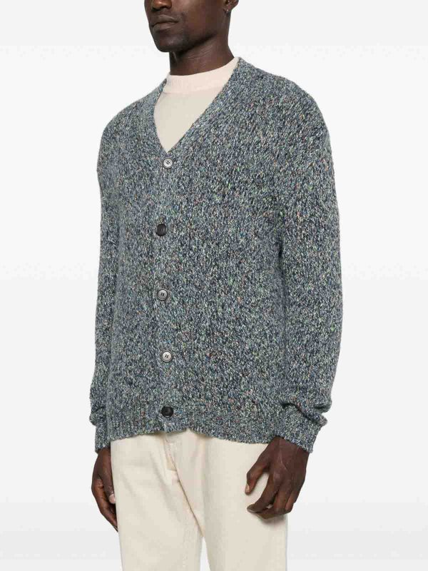 SCAGLIONE buy online Blue And Grey Cardigan In Wool With Bottoms