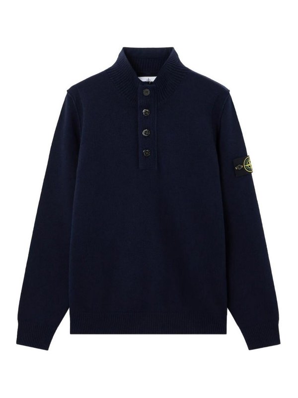 STONE ISLAND: Suéteres con cuello pico - Suéter Cuello Redondo - Azul