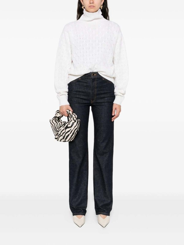 The Best Shops TABARONI CASHMERE: Turtlenecks & Polo necks - White Cashmere Turtleneck Sweater