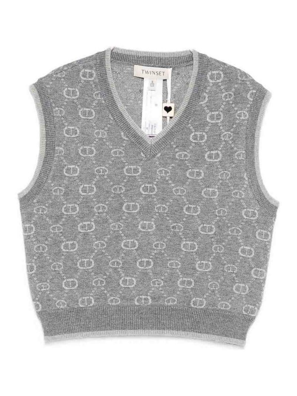 TWINSET: maglieria gilet - Giubbotto del logo monogramma