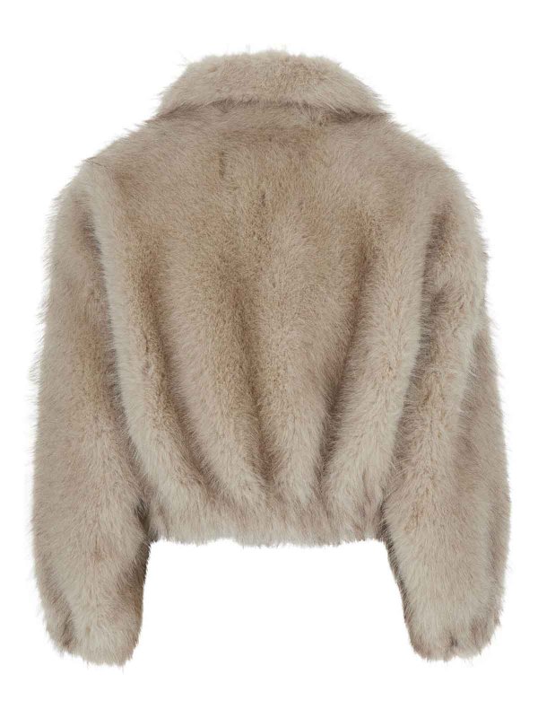 VALENTINI 1972: Fur & Shearling Coats online - Beige Faux Fur Crop Jacket