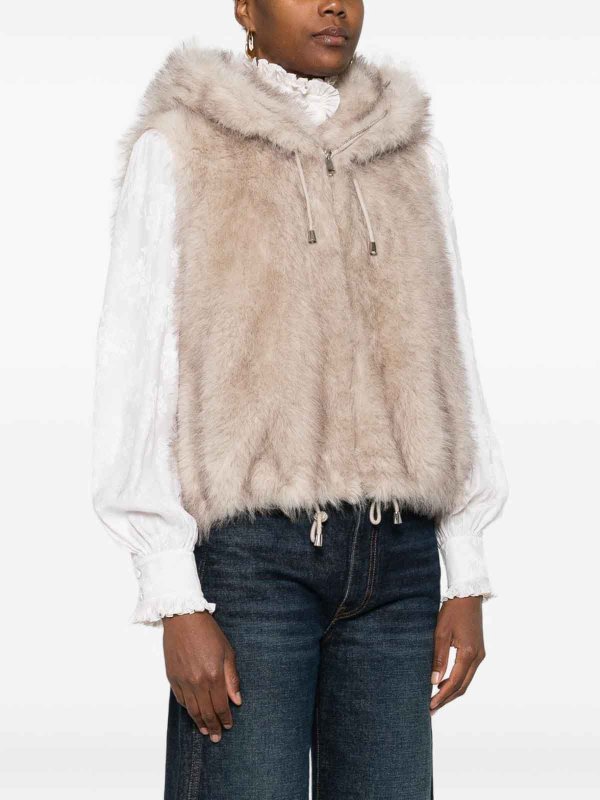 Giubbotto di pelliccia in finto beige shop online: VALENTINI 1972