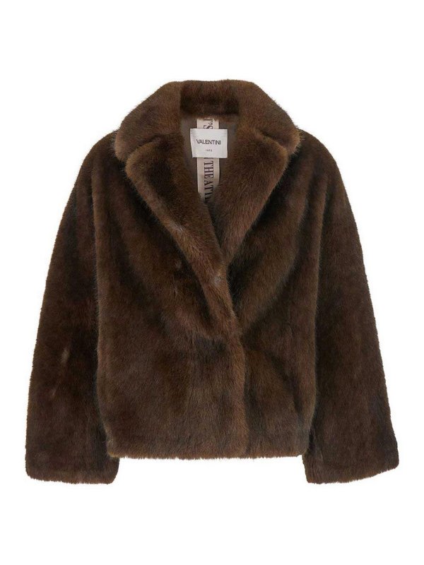 VALENTINI 1972: Fur & Shearling Coats - Brown Faux Fur Jacket