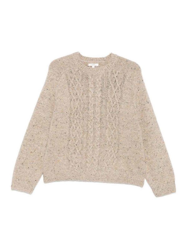 YERSE: crew necks - Crew Neck Sweater With Cable Knit Pattern