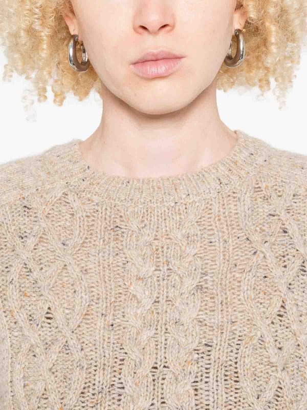 The Best Shops YERSE: crew necks - Crew Neck Sweater With Cable Knit Pattern