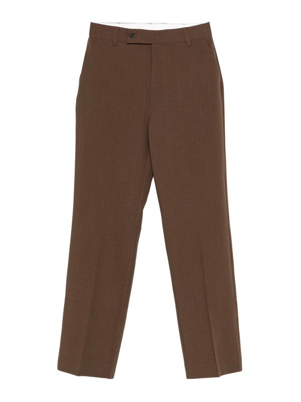 YERSE: casual trousers - Saigon Pants In Brown Wool Blend