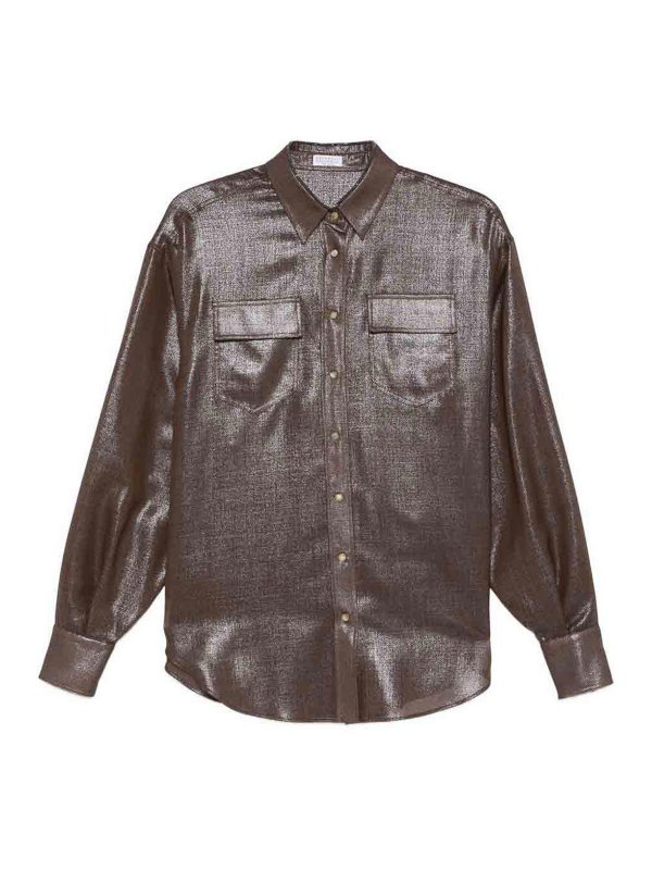 BRUNELLO CUCINELLI: shirts - Brown Wool Blend Shirt