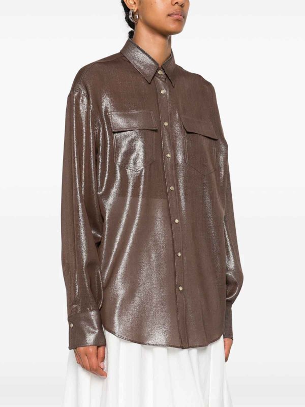 BRUNELLO CUCINELLI: shirts online - Brown Wool Blend Shirt