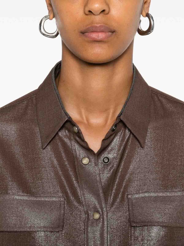 Brown Wool Blend Shirt shop online: BRUNELLO CUCINELLI