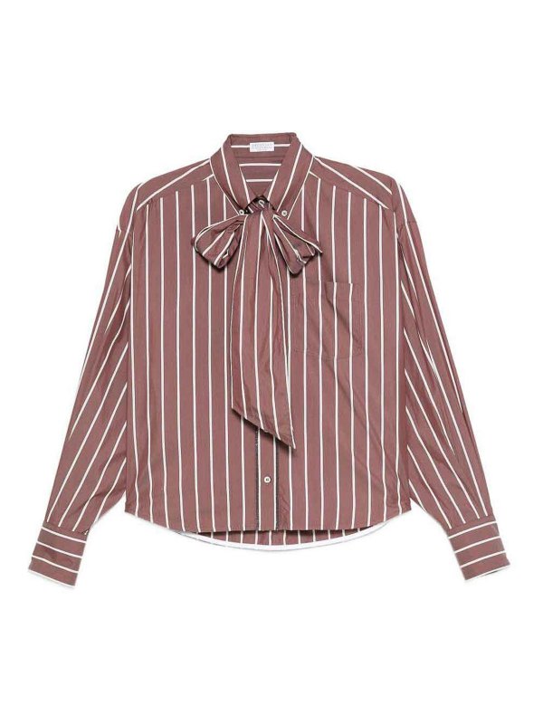 BRUNELLO CUCINELLI: shirts - Striped Shirt With Bow