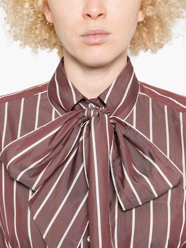 The Best Shops BRUNELLO CUCINELLI: shirts - Striped Shirt With Bow