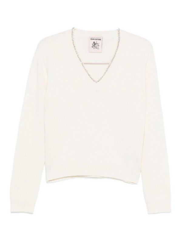 Semicouture: Suéteres con cuello pico - Suéter Cuello Redondo - Nahia