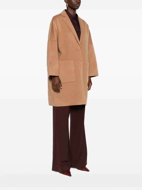 Semicouture: short coats online - Camel Wool Coat
